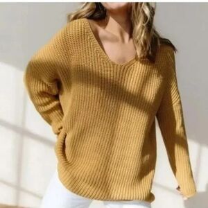 JENNI KAYNE Fisherman Organic Cotton Blend Sweater In Mustard Yellow